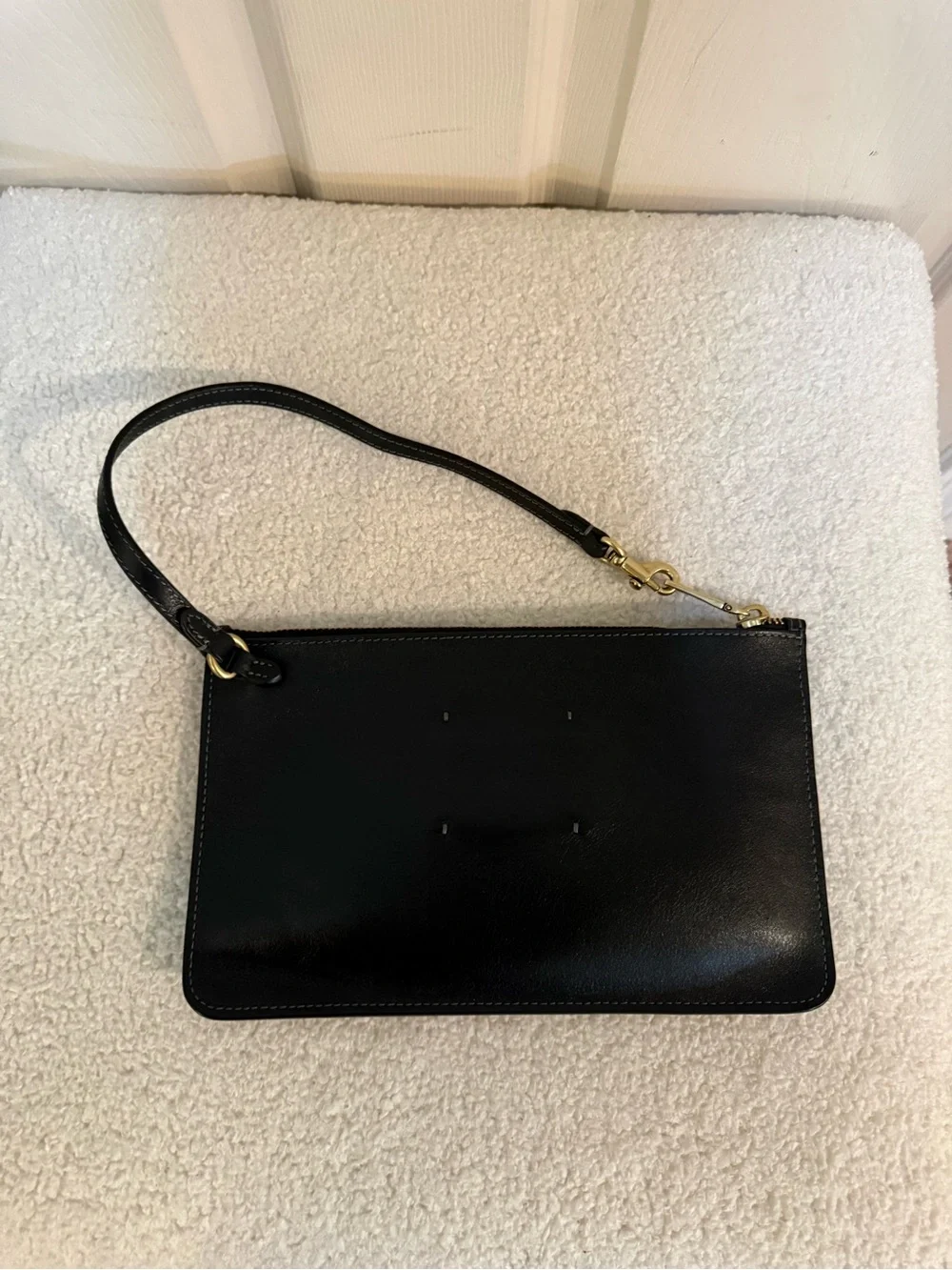 Coach Black Leather Wristlet with Gold Hardware